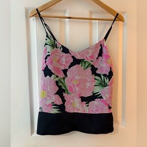 French Connection floral navy pink silk camisole tank size 2